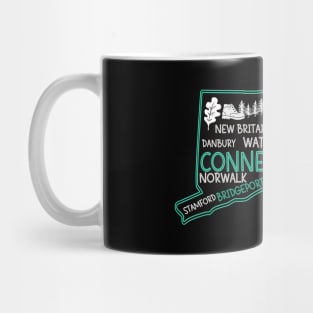 Connecticut Bridgeport cute map Waterbury New Haven Enfield Willington Putnam Norwalk Stamford Danbury Mug